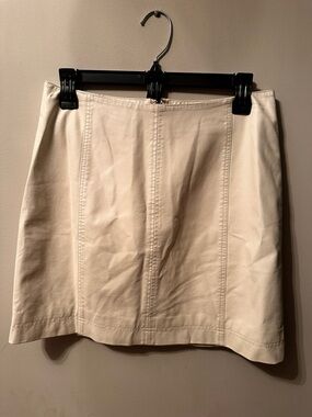 Free People Cream Faux Leather Mini Skirt Size 6